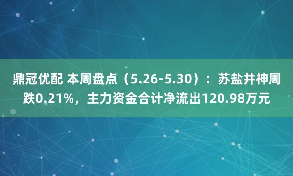 鼎冠优配 本周盘点（5.26-5.30）：苏盐井神周跌0.21%，主力资金合计净流出120.98万元